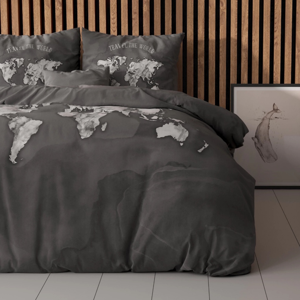 [14020110] POSTELJINA PERKAL MARBLE WORLD ANTHRACITE (140X200)