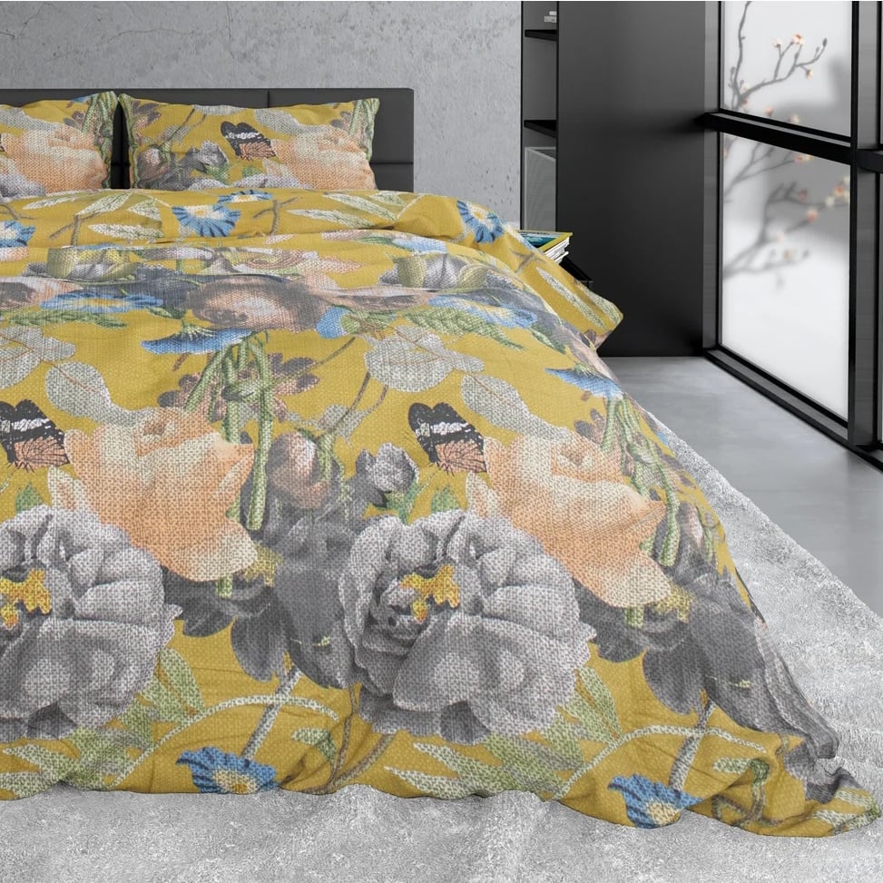 [15023742] POSTELJINA SATEN ANDOLF YELLOW (200X200)