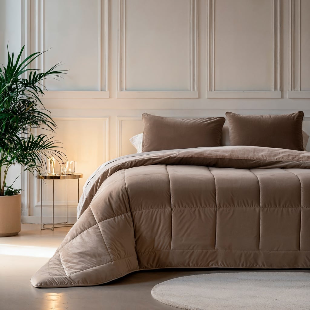 [17019783] LAZYBED ALL IN ONE VELVET TAUPE (140X200)