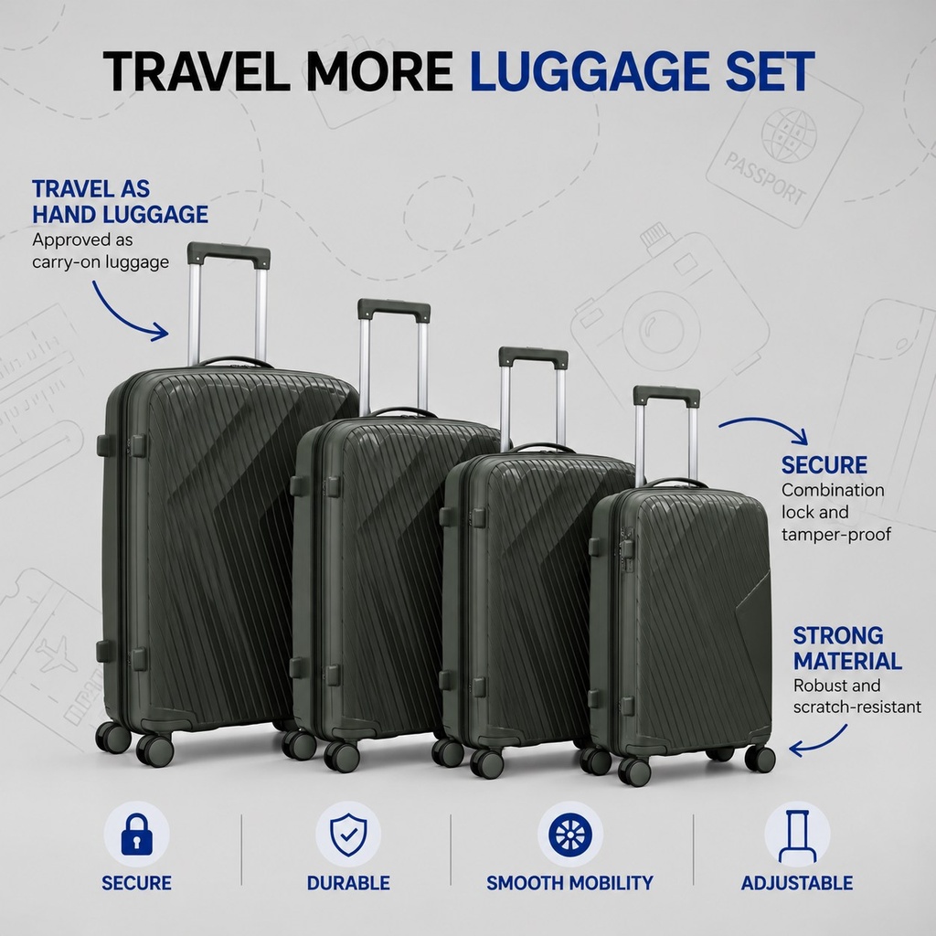 Olive Green Travel Luggage Set