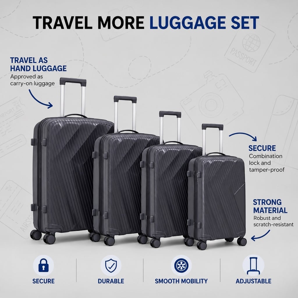 Travel More Luggage Set Infographic