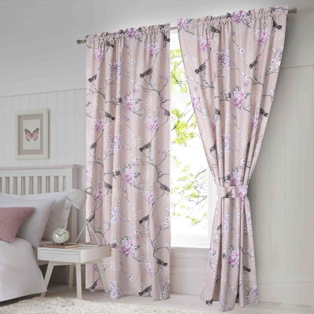 SET OD 2 ZAVJESE FLORAL BIRDS ROSE