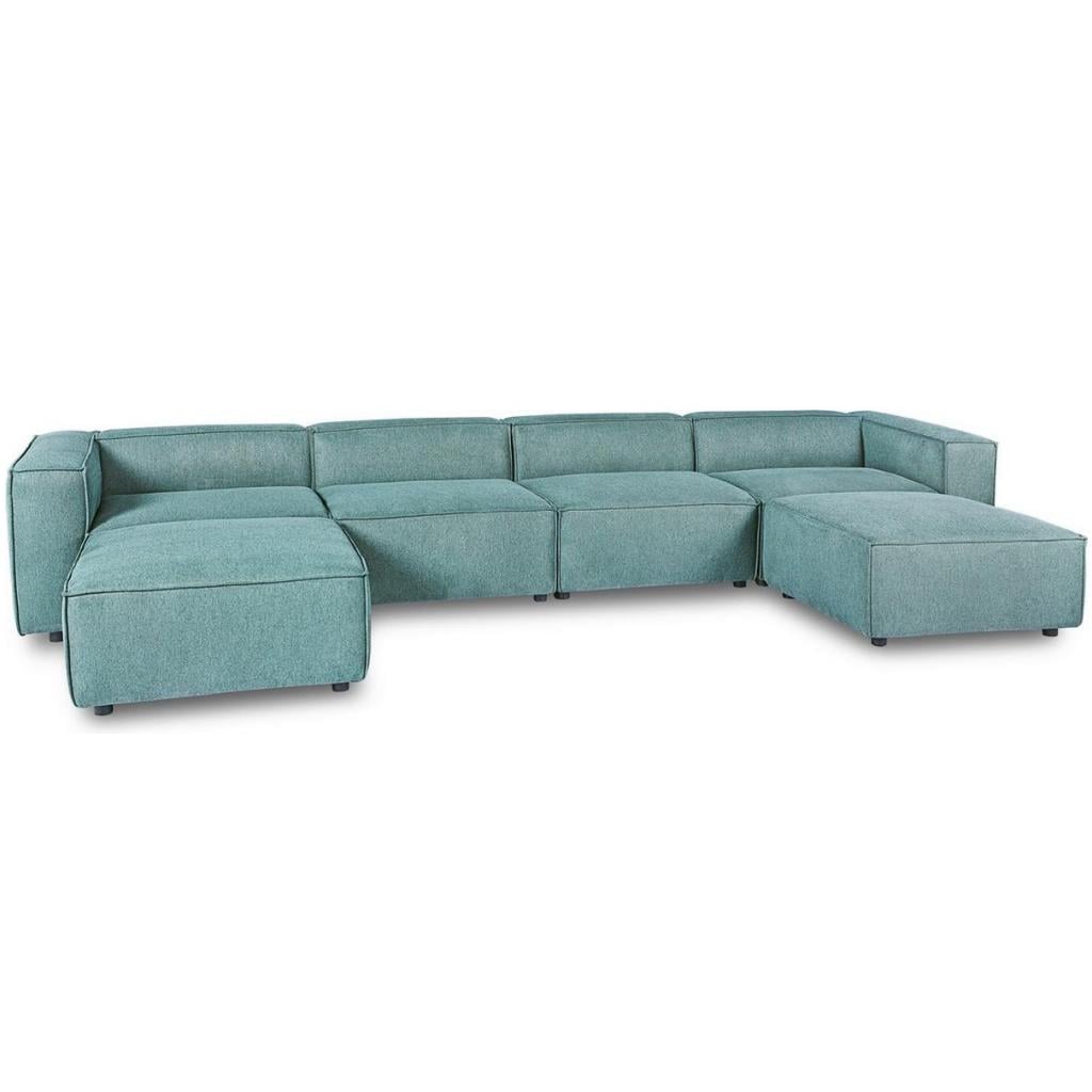 SOFA MODULAR GREEN 4 SEAT SA 2 OTTOMANA