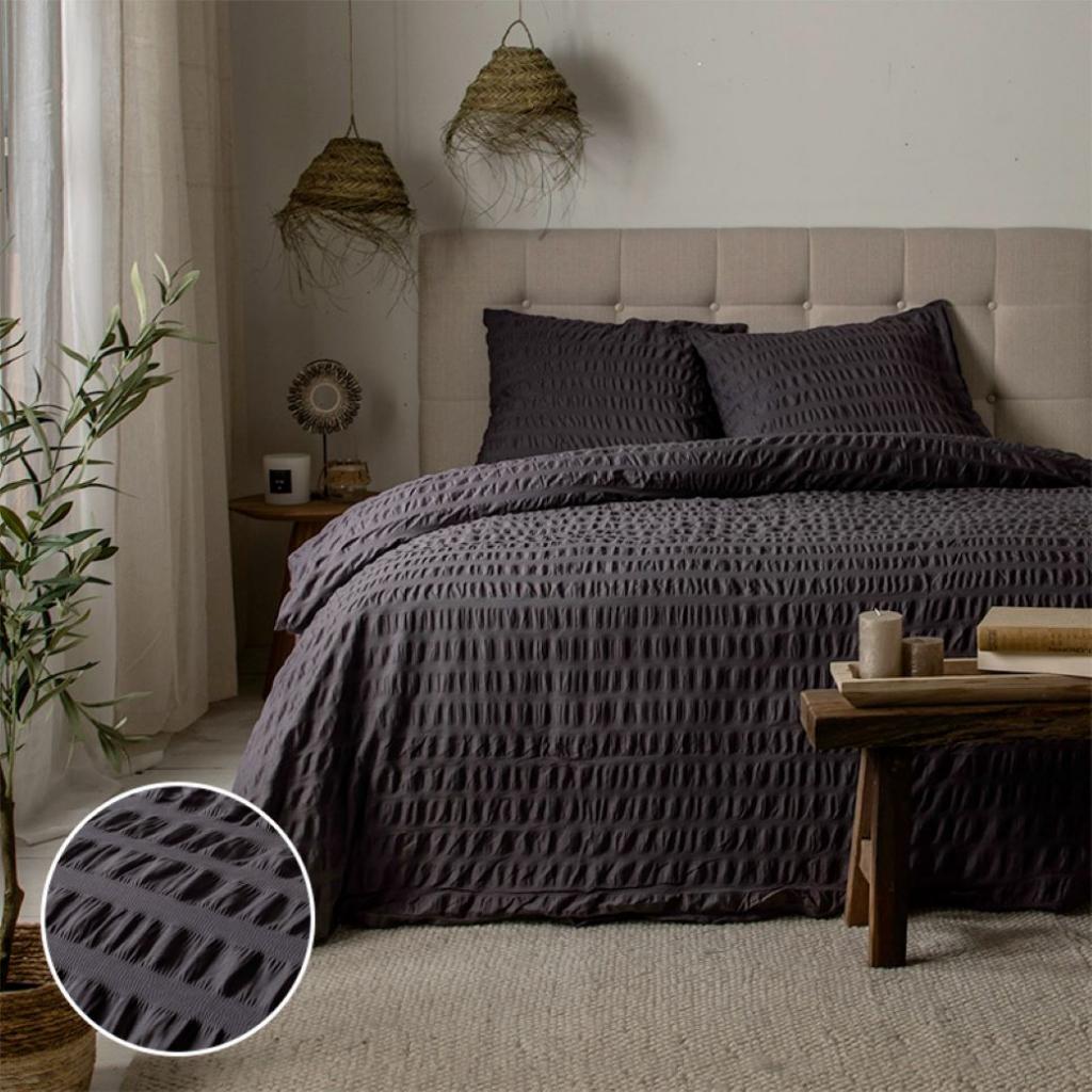 POSTELJINA SEERSUCKER ANTHRACITE