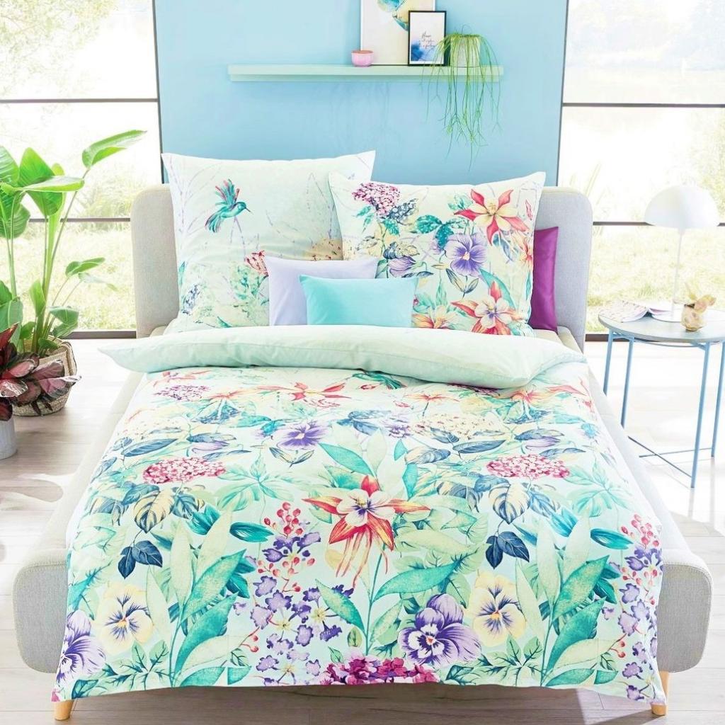 POSTELJINA SATEN TROPIC PLAVA
