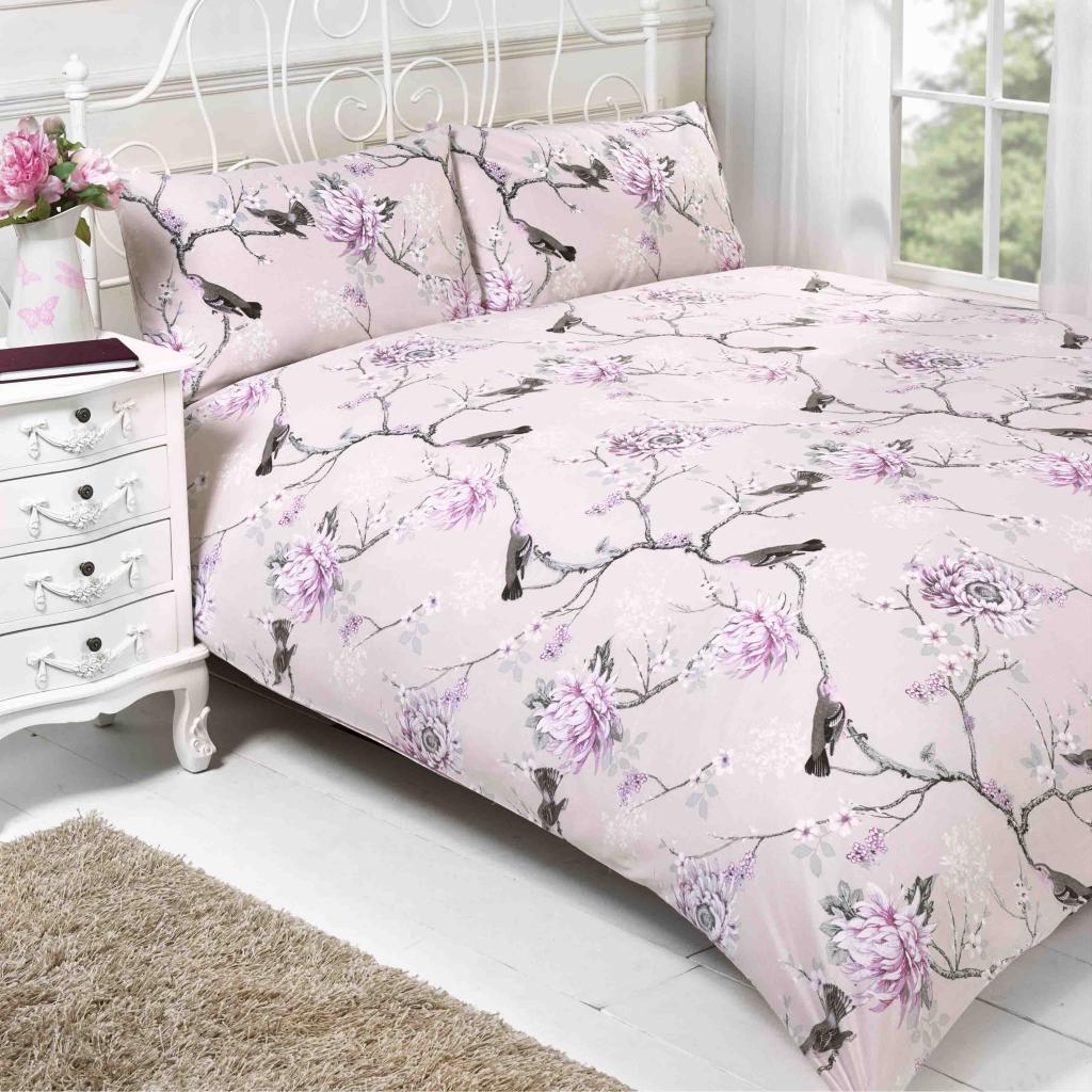 POSTELJINA FLORAL BIRDS ROZA