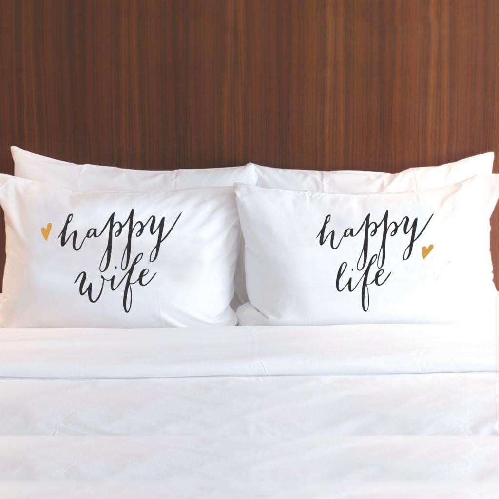 SET OD 2 JASTUČNICE HAPPY WIFE HAPPY LIFE
