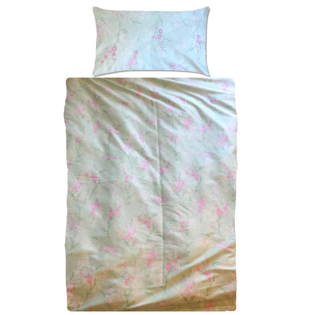 POSTELJINA SATEN GRUNE ROSE