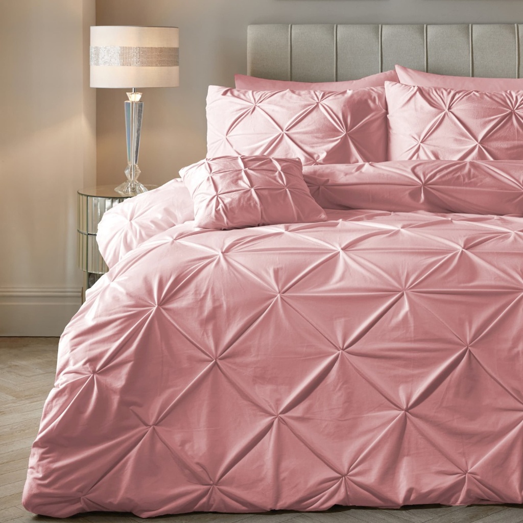 POSTELJINA VELVET PINTUCK PINK 
