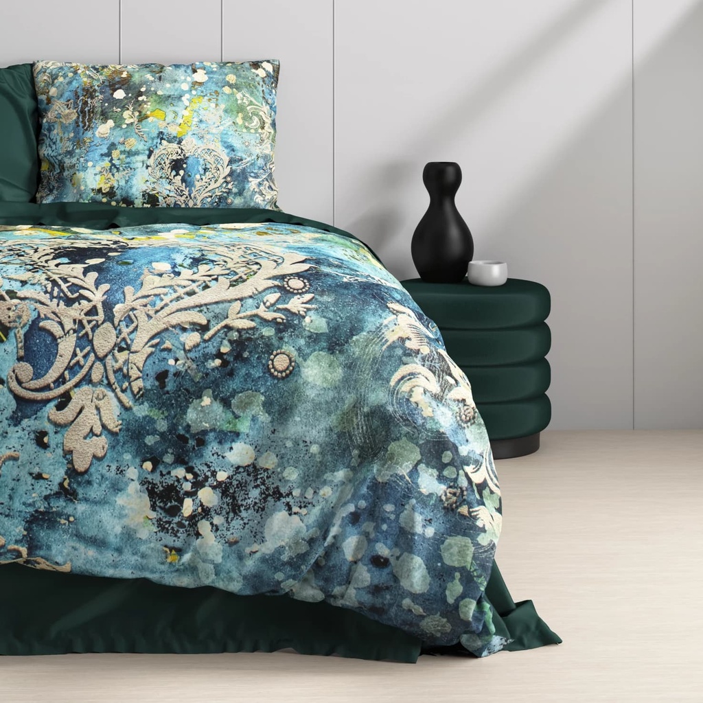POSTELJINA SATEN WILD OCEAN DROPS BLUE 