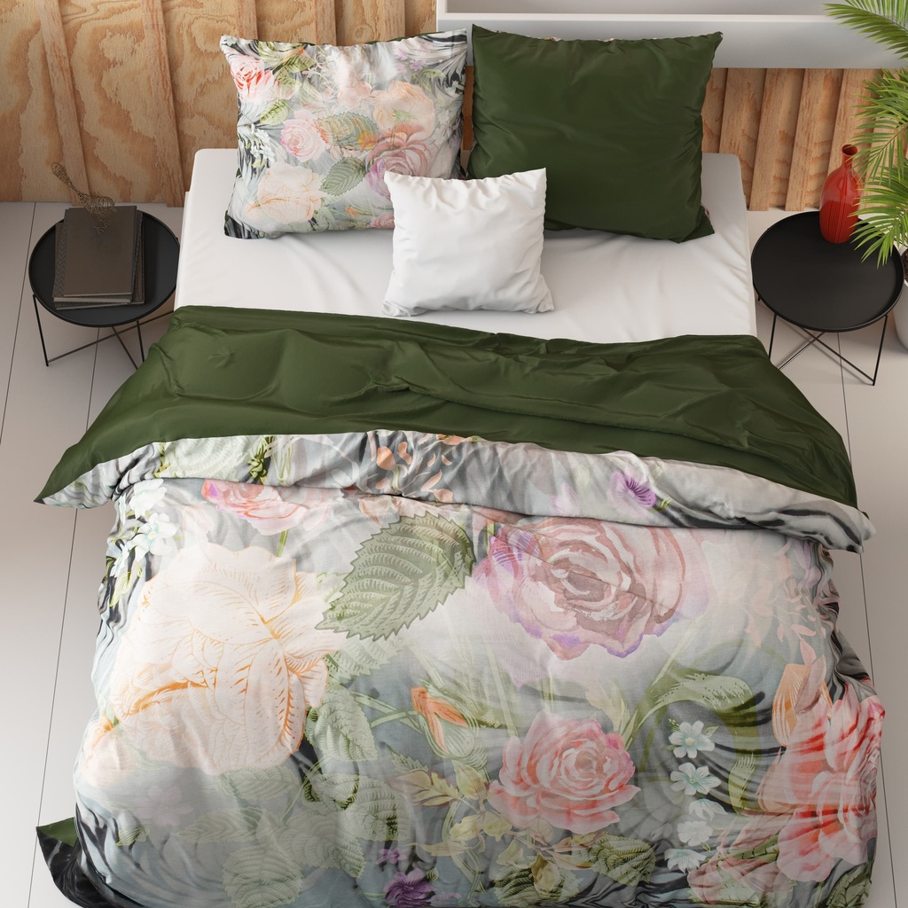 POSTELJINA SATEN MYSTERY FLOWER WHITE 