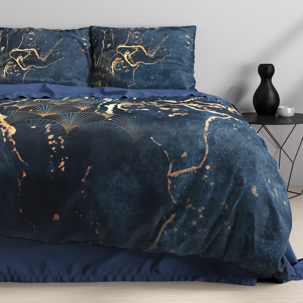 POSTELJINA SATEN MARBLE SOUK BLUE 