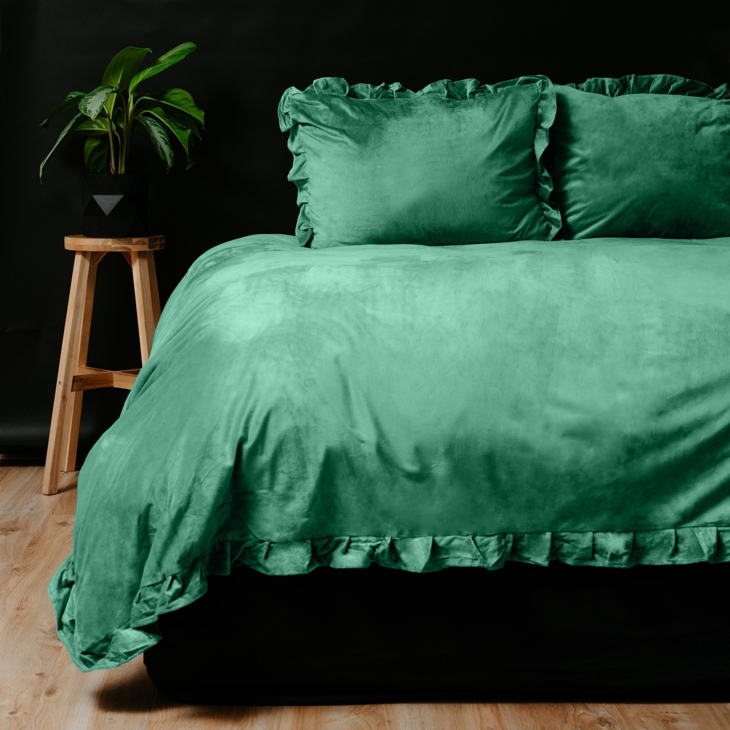 POSTELJINA VELVET RUFFLES GREEN 