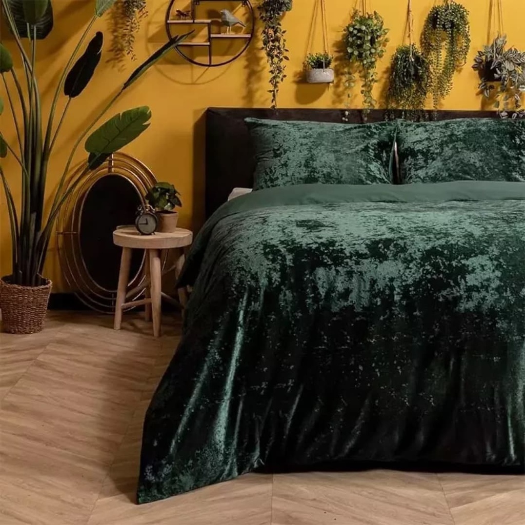 POSTELJINA CRUSHED VELVET BOTANICAL GARDEN GREEN 