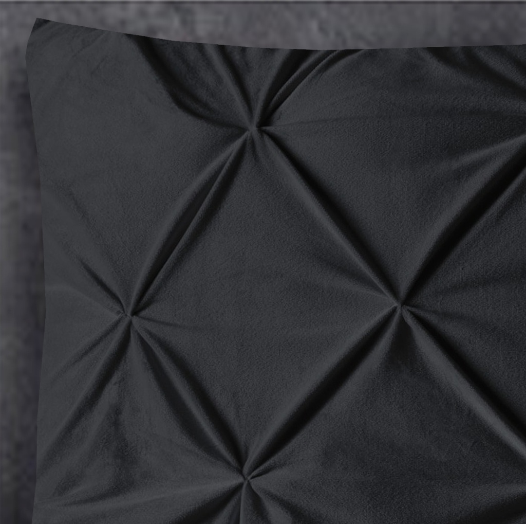 SET OD 2 JASTUČNICE VELVET PINTUCK BLACK 