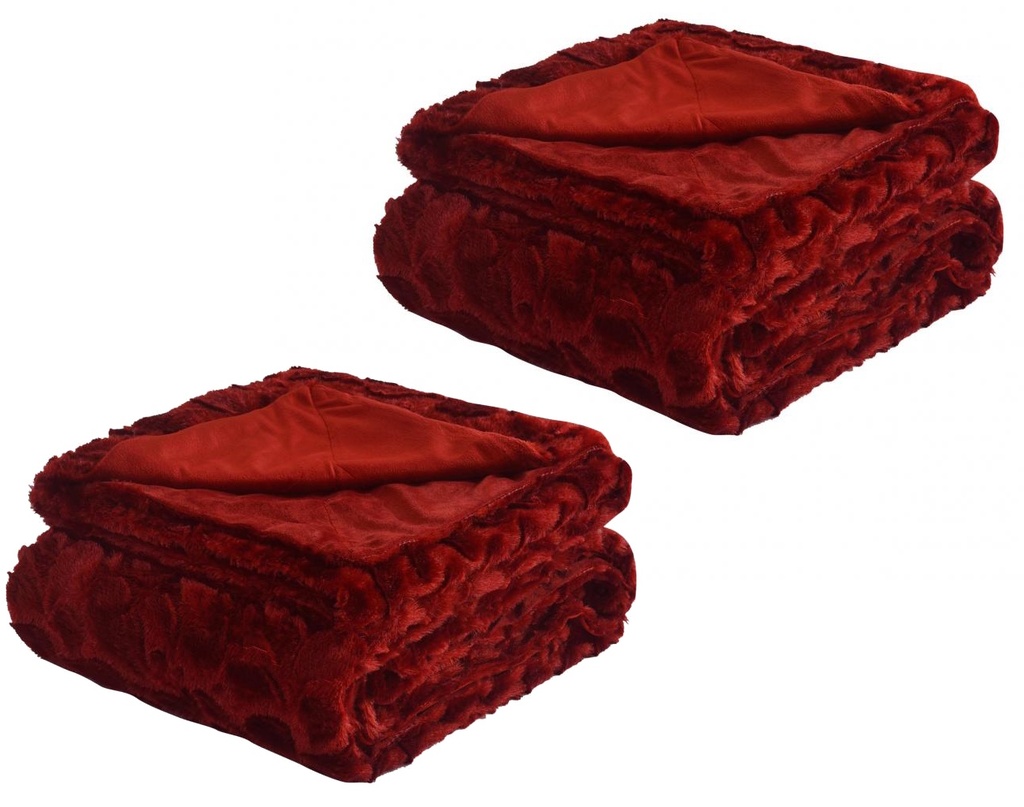 2 DEKE 150X200 CM FAUX FUR BORDEAUX
