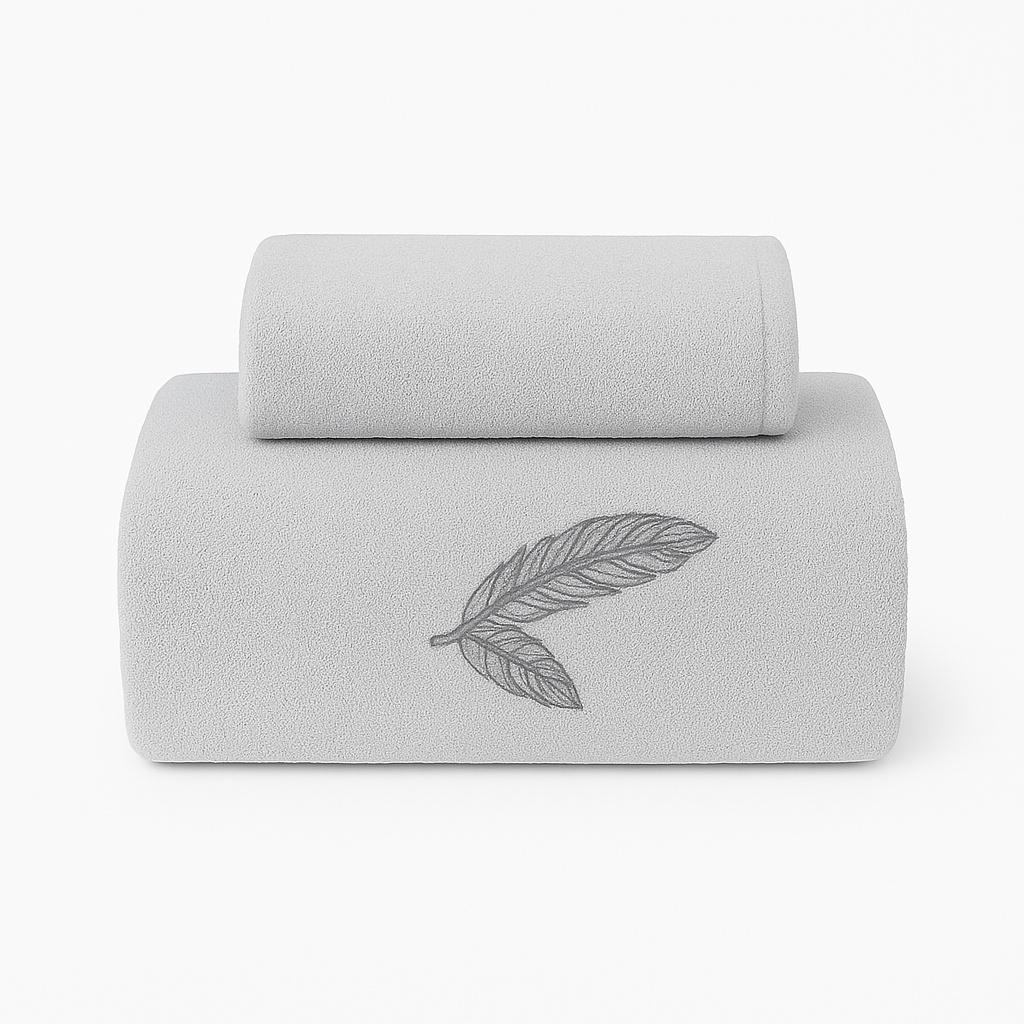 RUČNIK EMBROIDERY FEATHERS GREY