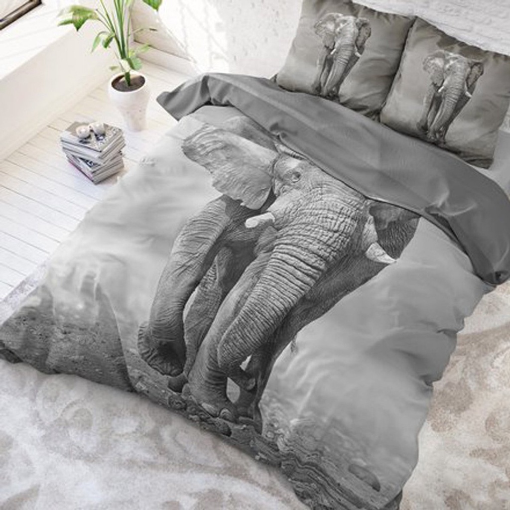 POSTELJINA PERKAL ELEGANT ELEPHANT ANTHRACITE 