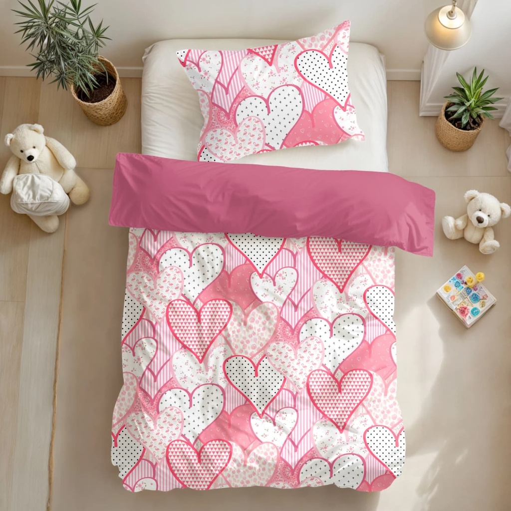 POSTELJINA HEARTS LOVE PINK