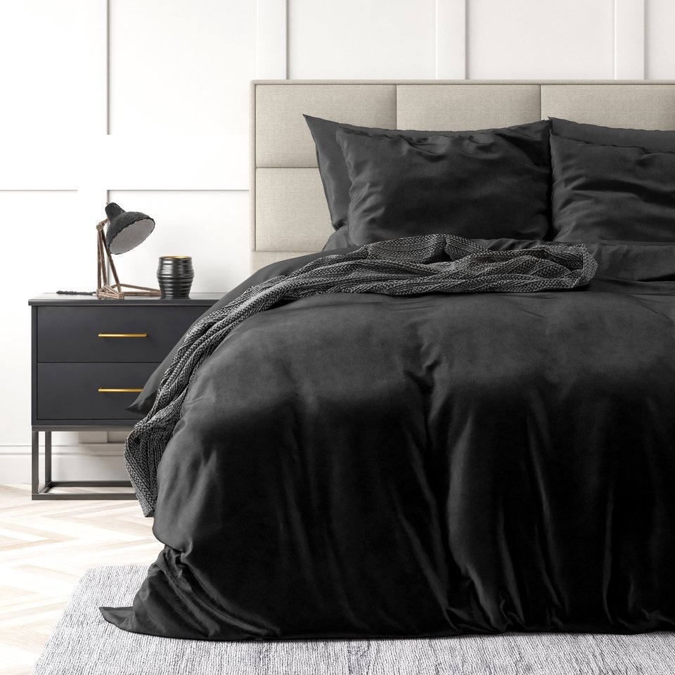 POSTELJINA VELVET UNI BLACK