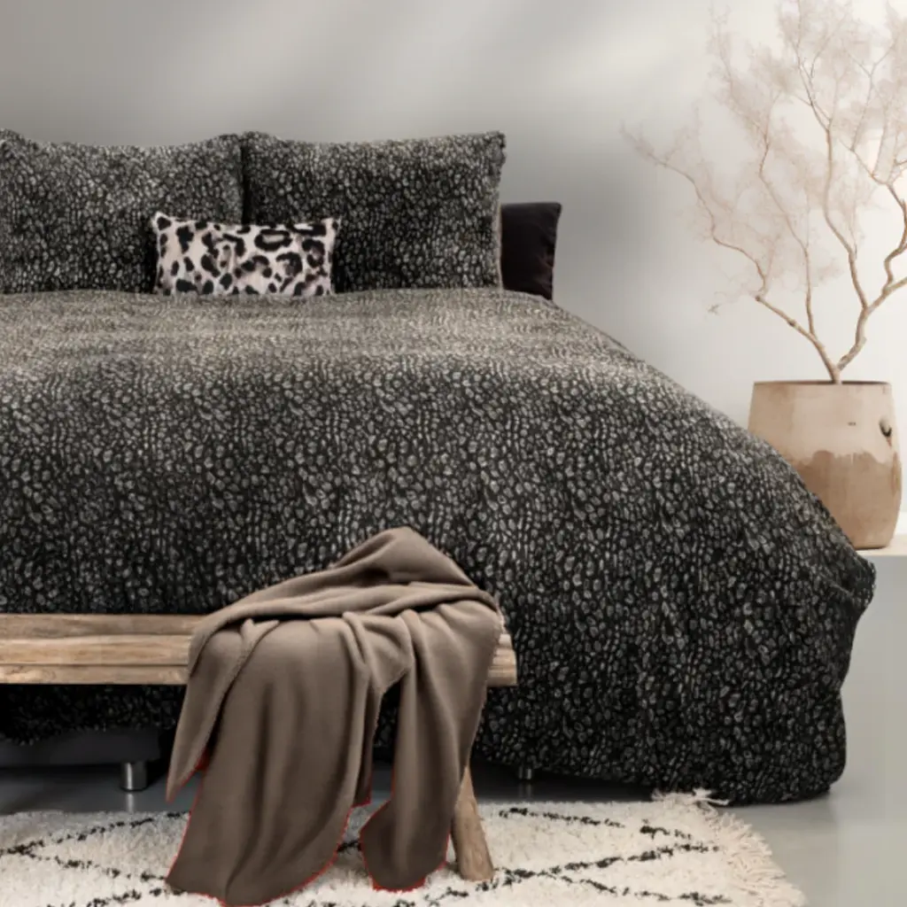 POSTELJINA TEDDY LEOPARD ANTHRACITE