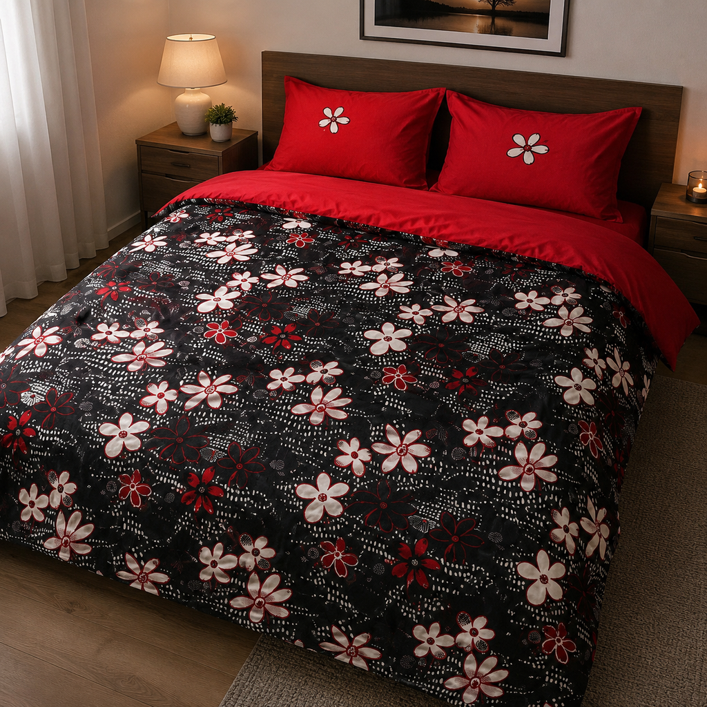 POSTELJINA FLOWERS BLACK 