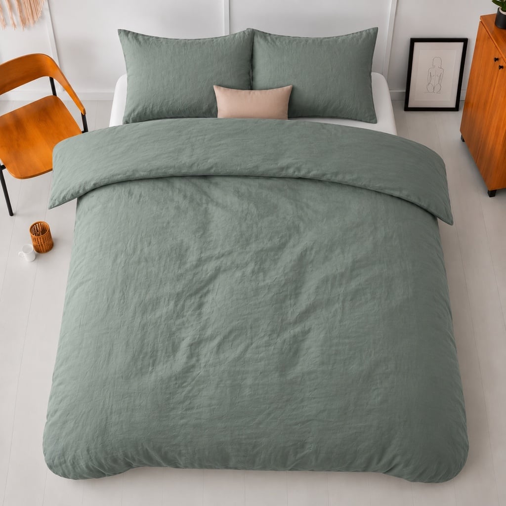 POSTELJINA PERKAL STONE WASHED GREEN