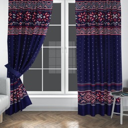 [R-2600635] SET OD 2 ZAVJESE XMAS NORGE NAVY