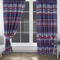 [R-2600710] SET OD 2 ZAVJESE XMAS WINTER HEART PLAVA