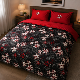 [ZEL-11] POSTELJINA FLOWERS BLACK 240x220