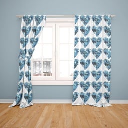 [P-20758992] SET OD 2 ZAVJESE LOVE HEART BLUE
